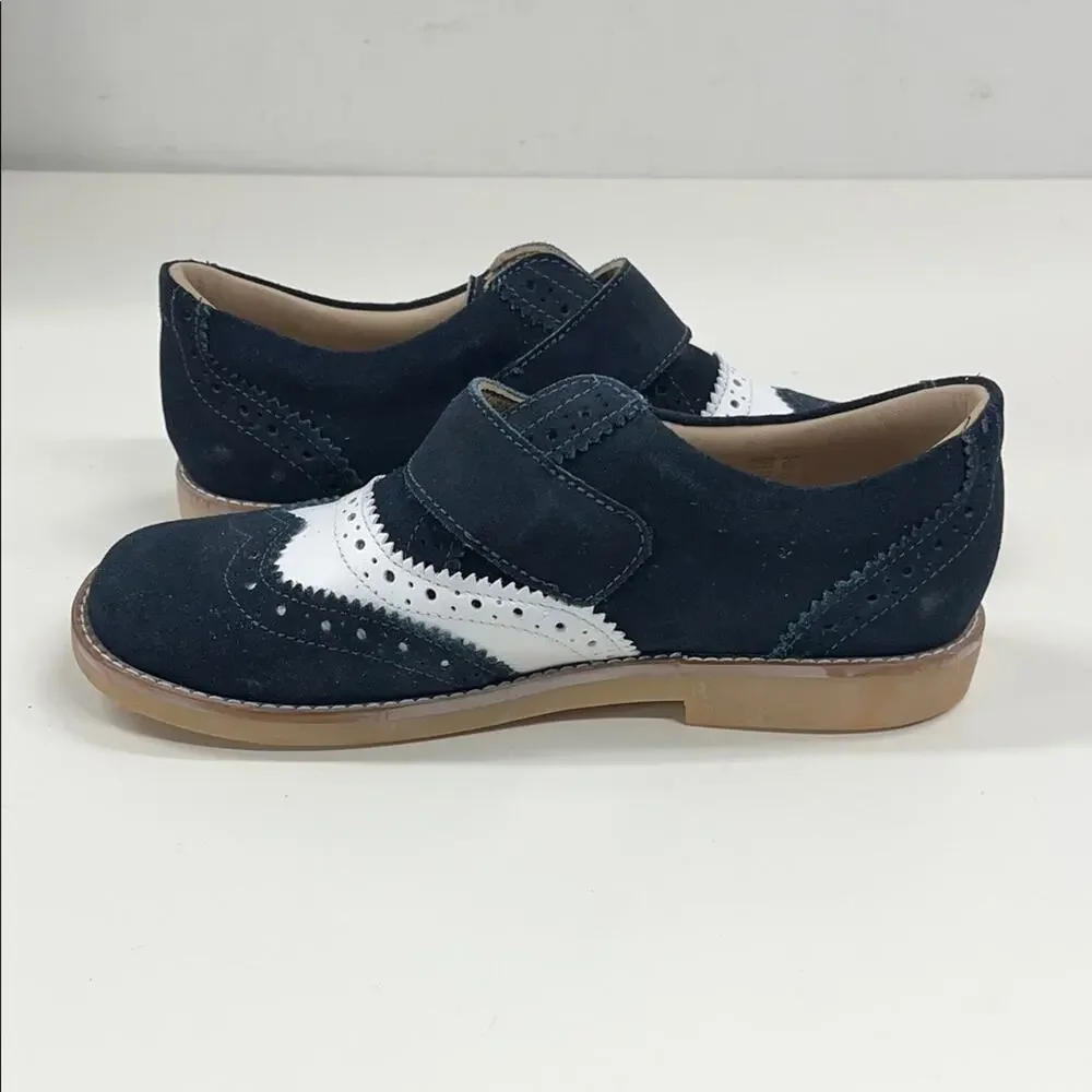 NEW Elephantito Jamie Navy/White Suede Oxford Wingtip Shoes Size 3